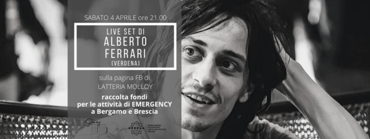 ALBERTO FERRARI (Verdena) • SABATO 4 APRILE alle ore 21.00 Live set dalla pagina Facebook di LATTERIA MOLLOY